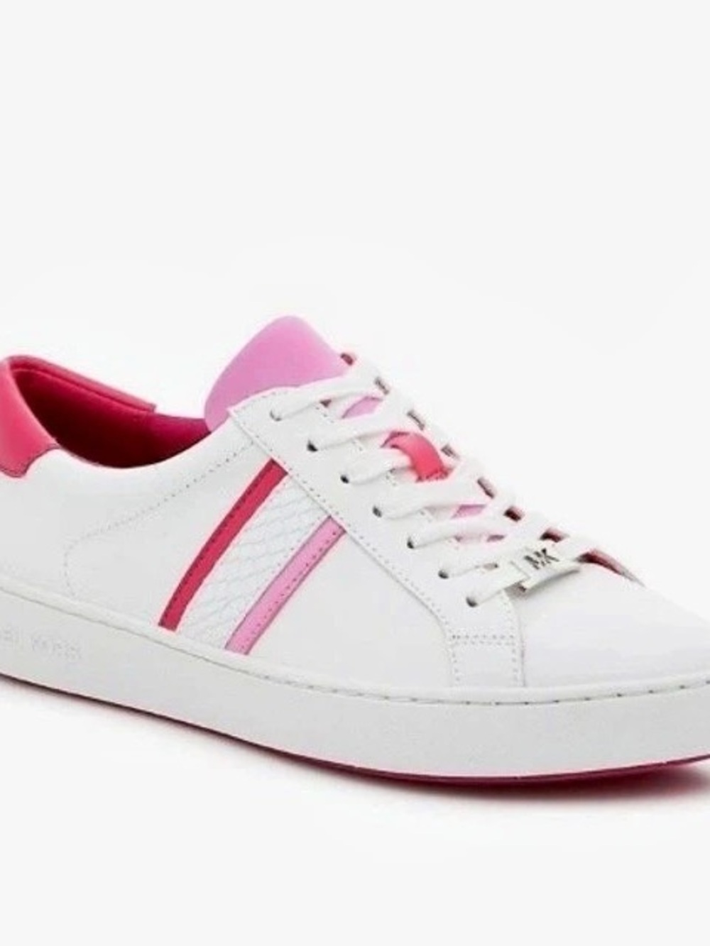 Michael Kors Irving Stripe Leather Sneakers White & Pink US 10M